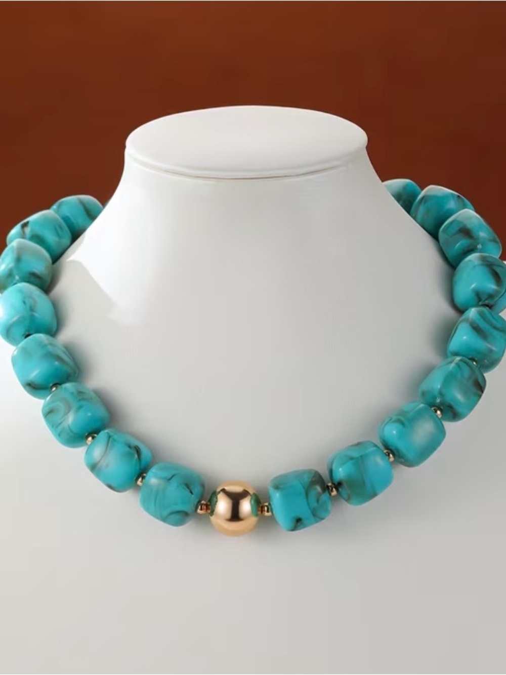Turquoise Bead Statement Necklace - Women Jewelry